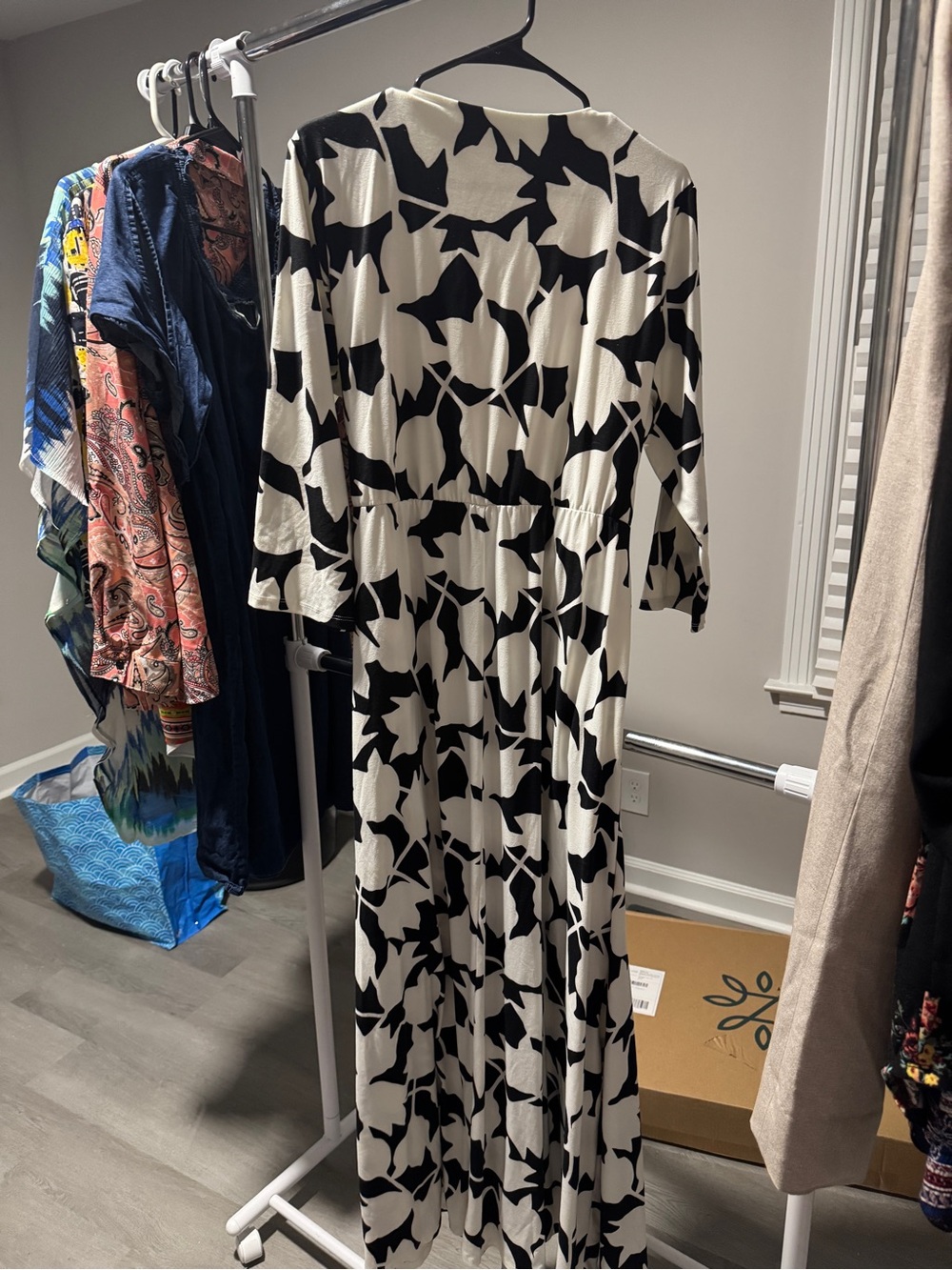 Cato Black and White Abstract Floral Maxi Dress